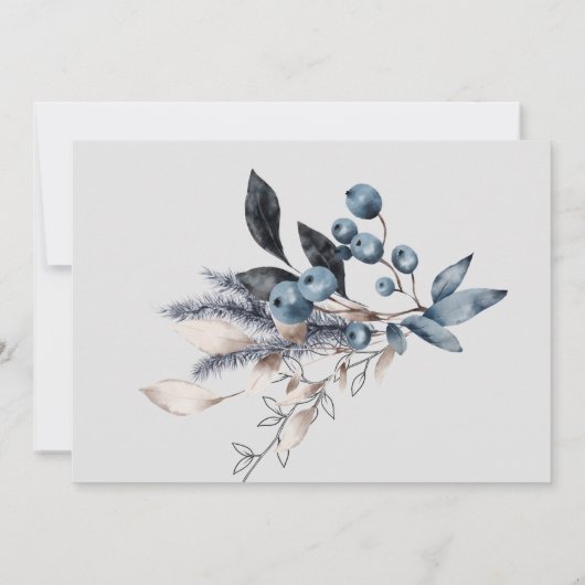 winterblauwe bloemmonogram Stationery Note Card Notitiekaartje (Achterkant)