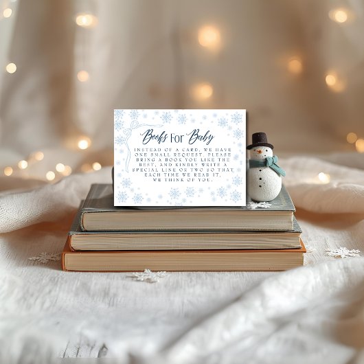 Winterblauwe boeken voor Baby Baby shower Informatiekaartje