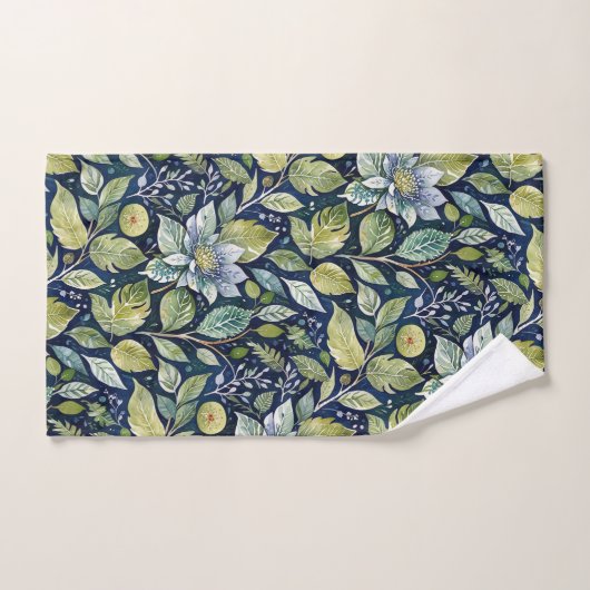 Winterblauwe flora bad handdoek (Handdoek)