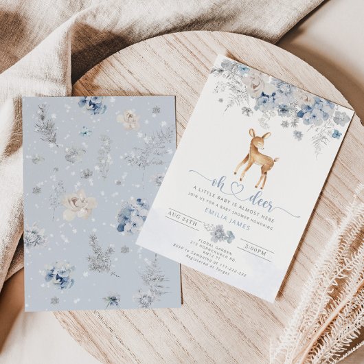 Winterblauwe jongen Oh hert baby shower Kaart