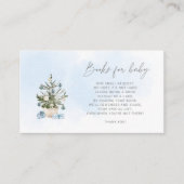 Winterblauwe kerstboomboeken voor baby ticket informatiekaartje (Voorkant)