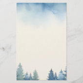 Winterblauwe pijnbomen vlakte briefpapier (Voorkant)