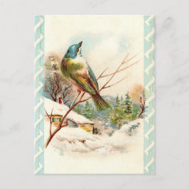winterblauwe vogel briefkaart