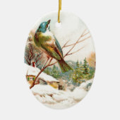  winterblauwe vogel keramisch ornament (Voorkant)