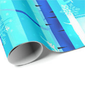 Winterblauwe vogelboom met sneeuwvlokken cadeaupapier (Rol Hoek)