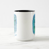 Winterblauwe vogels schilderen met naam mok (Midden)