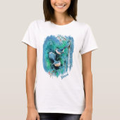 Winterblauwe vogels schilderen met tekst t-shirt (Voorkant)