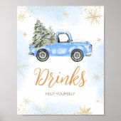 Winterblauwe Vrachtwagen Drinken Poster (Voorkant)