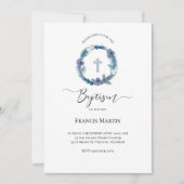 winterblauwe waterverf | Baptisme Kaart (Voorkant)