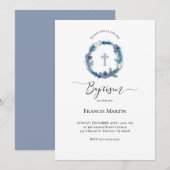 winterblauwe waterverf | Baptisme Kaart (Voorkant / Achterkant)