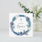 winterblauwe waterverf Baptisme Kaart (Staand voorkant)