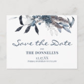 Winterblauwe Waterverf Kerstmis Opslaan datum Aankondigingskaart (Voorkant)