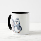 Winterblauwe Waterverf Pinguïns Sjaals Petten Mok (Voorkant links)