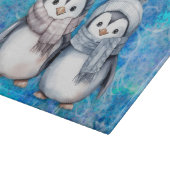 Winterblauwe Waterverf Pinguïns Sjaals Petten Snijplank (Hoek)