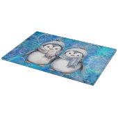 Winterblauwe Waterverf Pinguïns Sjaals Petten Snijplank (Hoek)