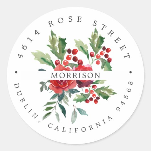 winterbloem | Botanisch retouradres Boho Ronde Sticker (Voorkant)