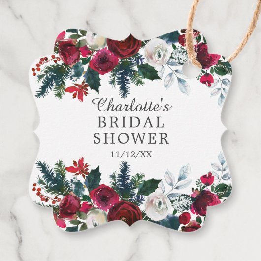 Winterbloem Bruiloftsfeest Favor Bedankjes Labels (Achterkant)