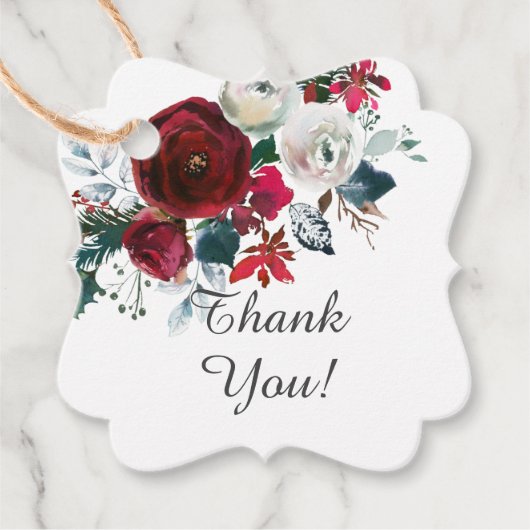 Winterbloem Bruiloftsfeest Favor Bedankjes Labels (Voorkant)