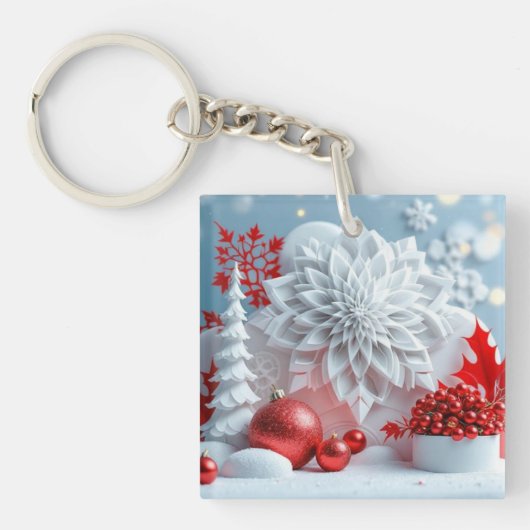 Winterbloem Compositie Sleutelhanger (voorkant)