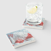 Winterbloem Compositie Stenen Onderzetter (Zijkant)