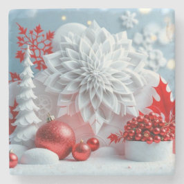 Winterbloem Compositie Stenen Onderzetter