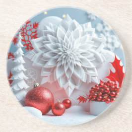 Winterbloem Compositie Zandsteen Onderzetter