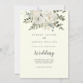 winterbloem | Ivoor voor- en achterbruiloft Kaart (Voorkant)
