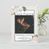 winterbloem | Rustieke foto bruiloft Save The Date (Staand voorkant)