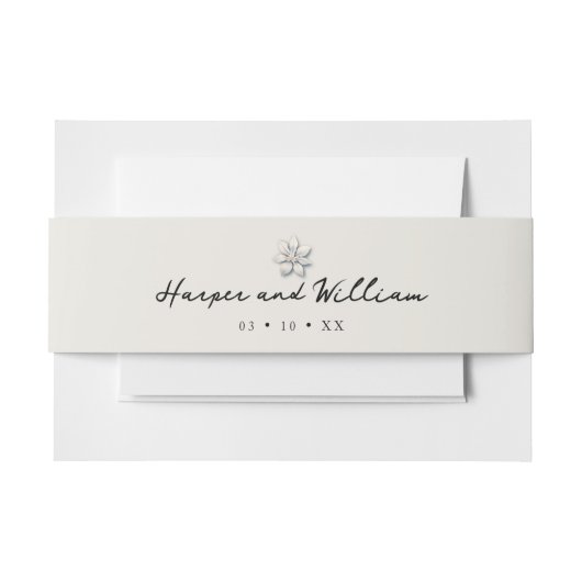 winterbloem van witte huwelijksuitnodiging uitnodigingen wikkel (Voorkant Voorbeeld)