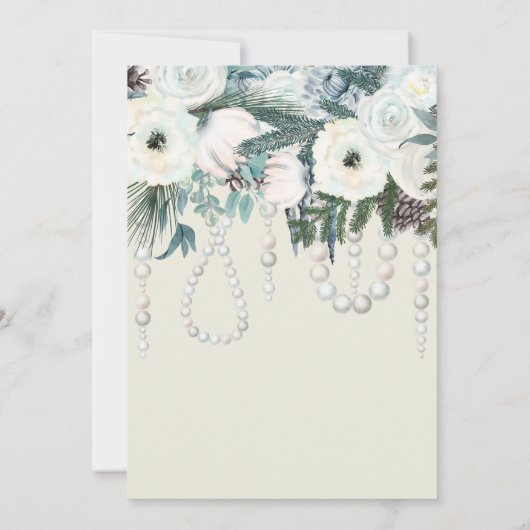 Winterbloemboogbloemblaadjes & Prosecco Vrijgezell Kaart (Achterkant)