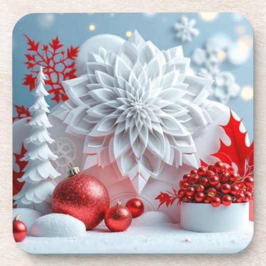 Winterbloemcompositie Bier Onderzetter (Voorkant)