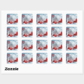 Winterbloemcompositie Vierkante Sticker (Vel)