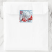Winterbloemcompositie Vierkante Sticker (Tas)