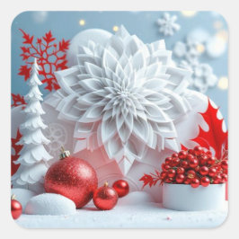 Winterbloemcompositie Vierkante Sticker