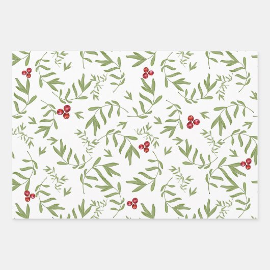 Winterbloemen, bessen en bladeren inpakpapier vel (Voorkant 2)