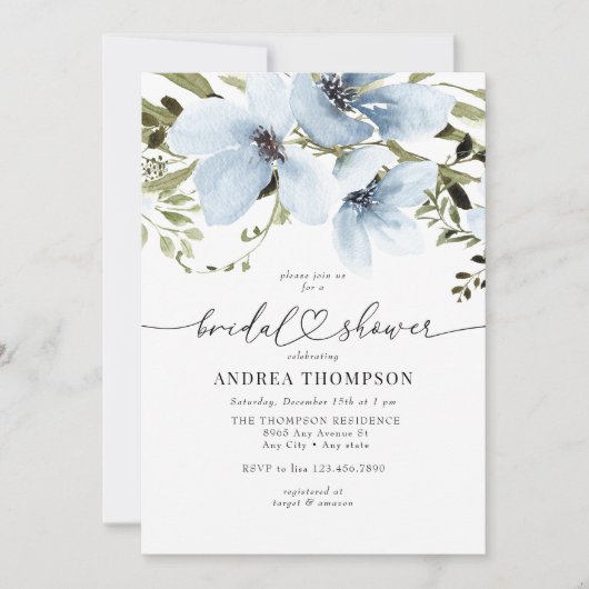 Winterbloemen | Blauw Vrijgezellenfeest Kaart (Voorkant)