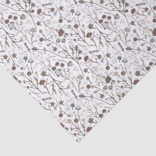 Winterbloemen bruin blauw tissuepapier (Detail)