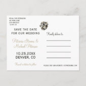 Winterbloemen chic FOTO red de datum bruiloft Aankondigingskaart (Achterkant)