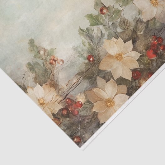 winterbloemen en bessen kerst tissuepapier (Detail)