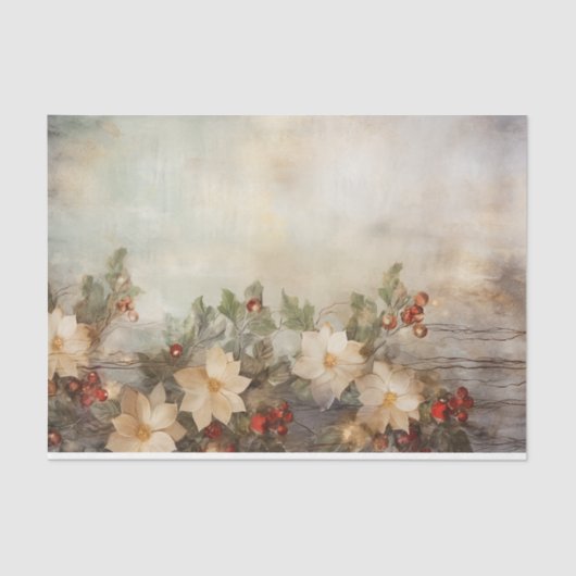  winterbloemen en bessen kerst tissuepapier (Voorkant)