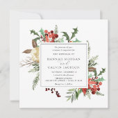 Winterbloemen en Evergreen bruiloft Kaart (Voorkant)