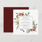 Winterbloemen en Evergreen Vrijgezellenfeest Kaart (Voorkant / Achterkant)