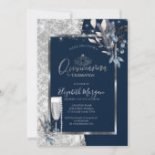 Winterbloemen, Glazen Parels Marine Blauwe Quincea Kaart (Voorkant)