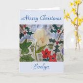 Winterbloemen & Hulst Kerst Kaart (Gele Bloem)