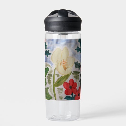 Winterbloemen & Hulst Waterfles (Voorkant)