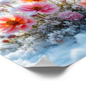 Winterbloemen in de sneeuw – Zachte bloemenserenit Poster (Hoek)