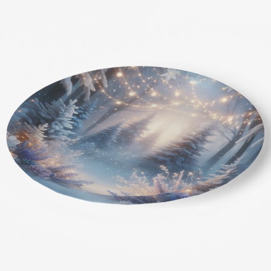 Winterbloemen in Frosted Pines Papier Borden Papieren Bordje (Gekanteld)