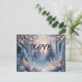 Winterbloemen in Frosted Pines RSVP Briefkaart (Staand voorkant)