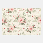 Winterbloemen in Roze Rood en Wit, Kerstmis Inpakpapier Vel (Voorkant)