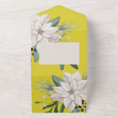 Winterbloemen Joyeux Noël Elegante kerstkaart All In One Uitnodiging (Buitenkant)